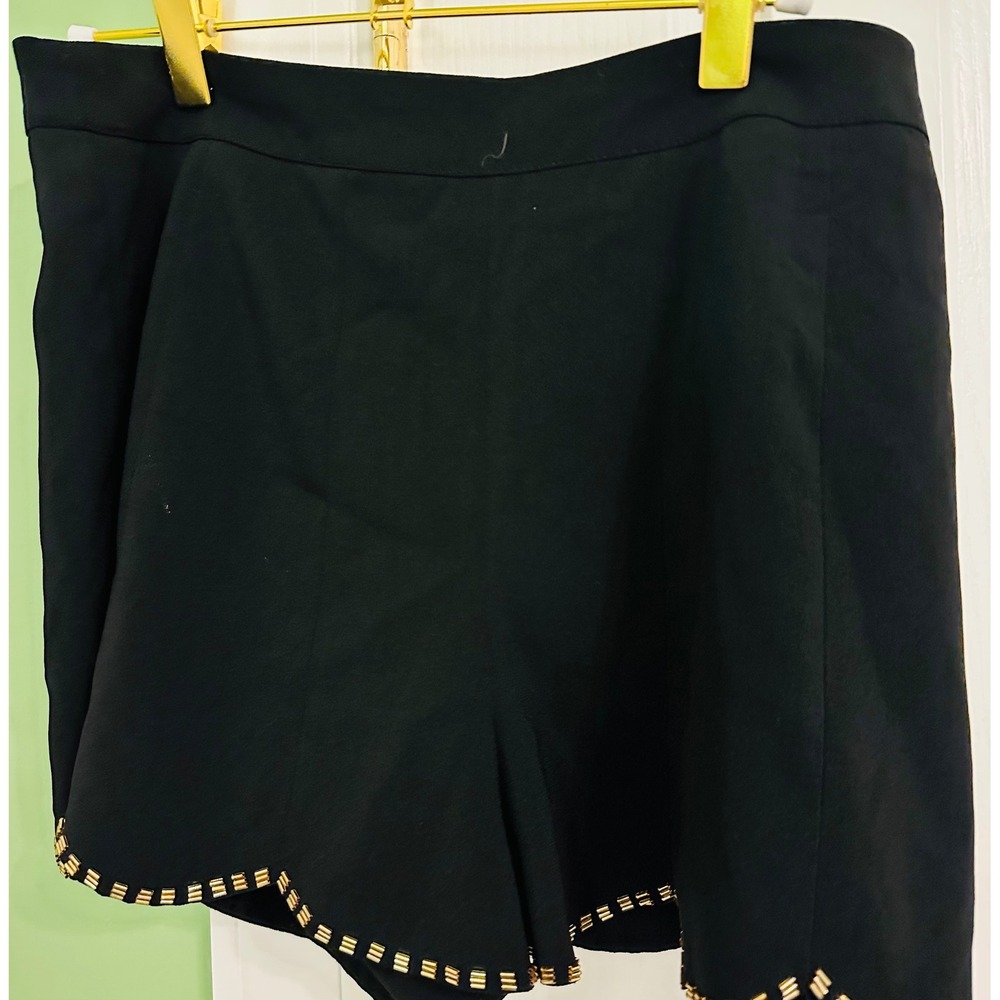 Love 21 Black‎ Embellished Skirt With Gold Trim - Size S Flared Mini Skirt